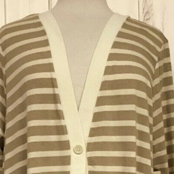 COLDWATER Creek Pima Knit Striped Long Sle… - Picture 1 of 4